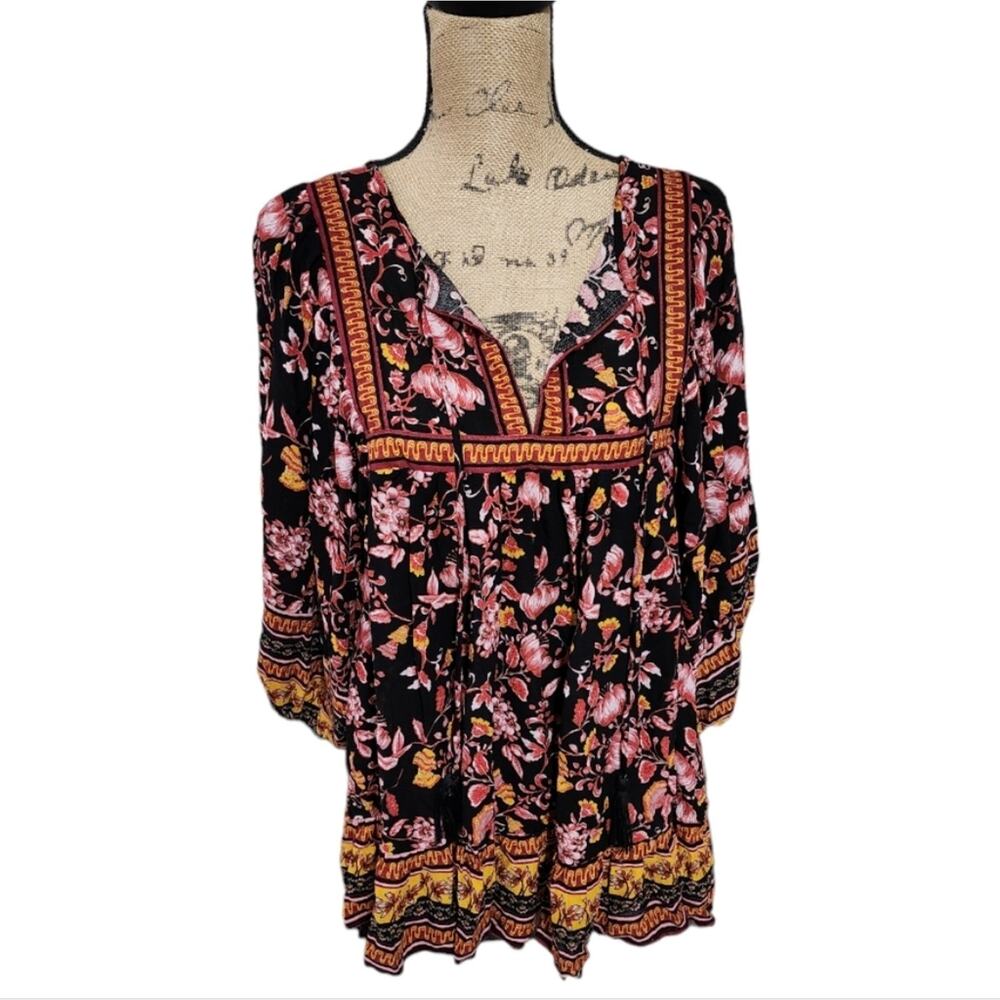 Rachel Zoe Boho Peasant Floral Blouse Size Medium New!